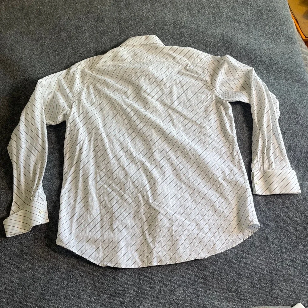 Banana Republic Mens XL White Diagonal Stripe Dobby‎ Cotton Button Down Shirt